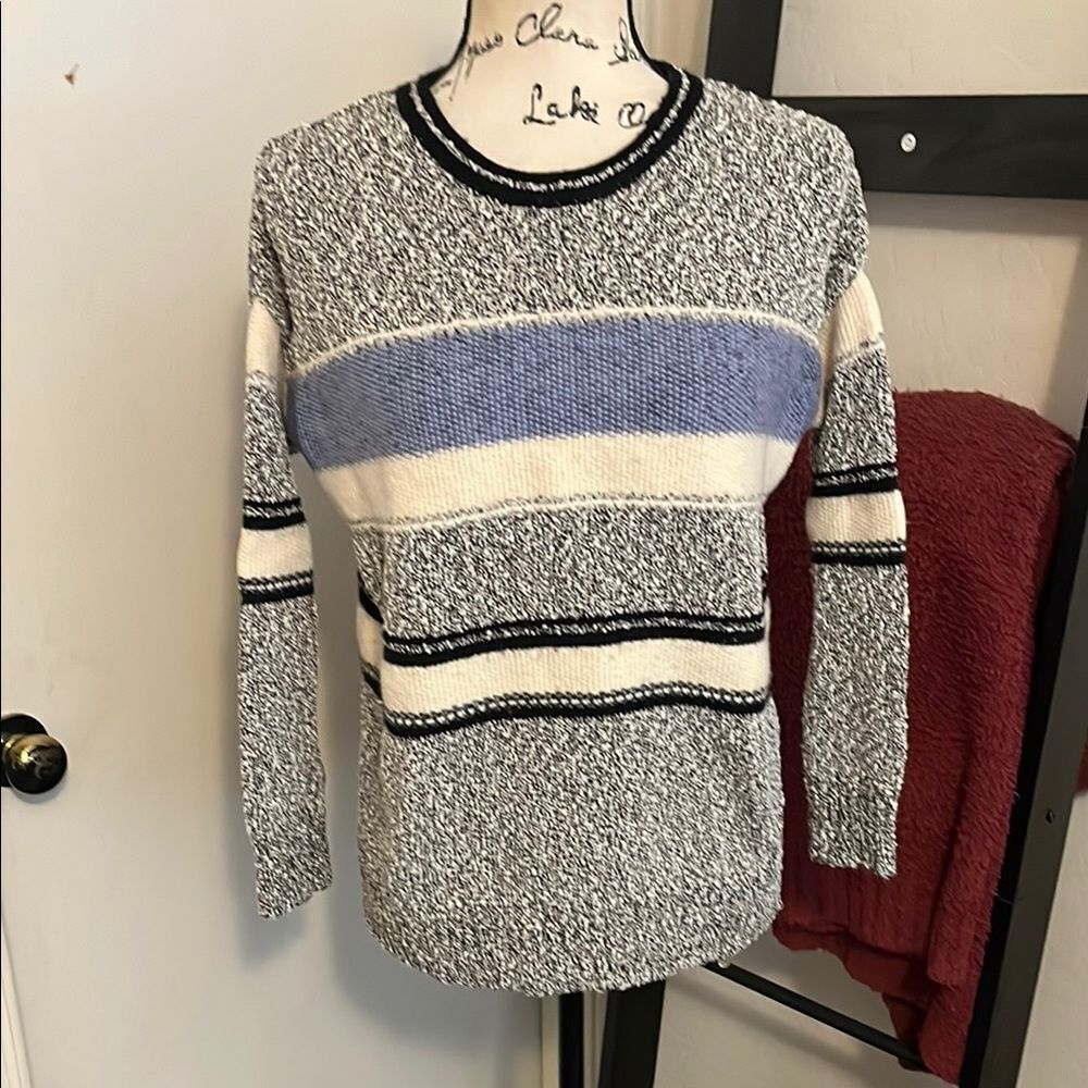 Vince Multicolor Pullover Striped Knit Modern Boho Sweater
